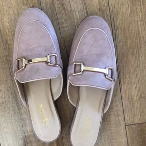 Women’s Pink Faux Suede Mules Size 6